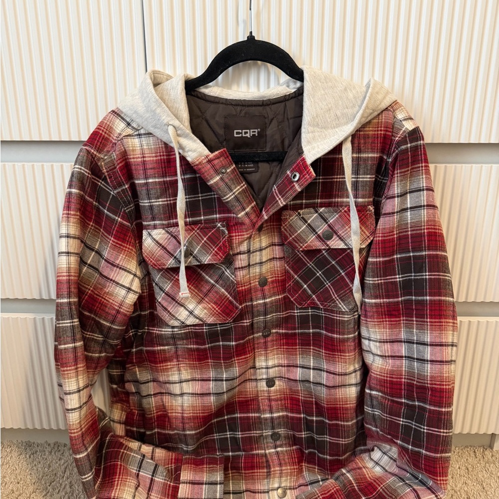 CQR Men's Plaid Hooded Puffer Jacket